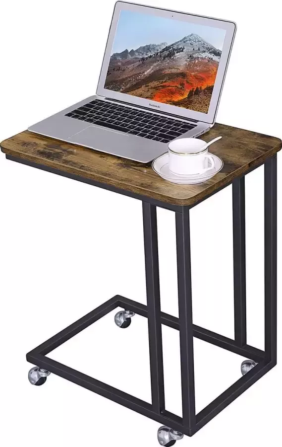 Hoppa! Industriële Bijzettafel Nachtkastje Bruin Zwart Metaal 50x35x62 cm (HxBxD) - Foto 2