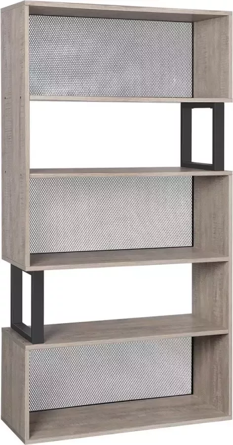 Hoppa! Moderne Boekenkast Bruin Staal Hout 80 x 30 x 149 cm