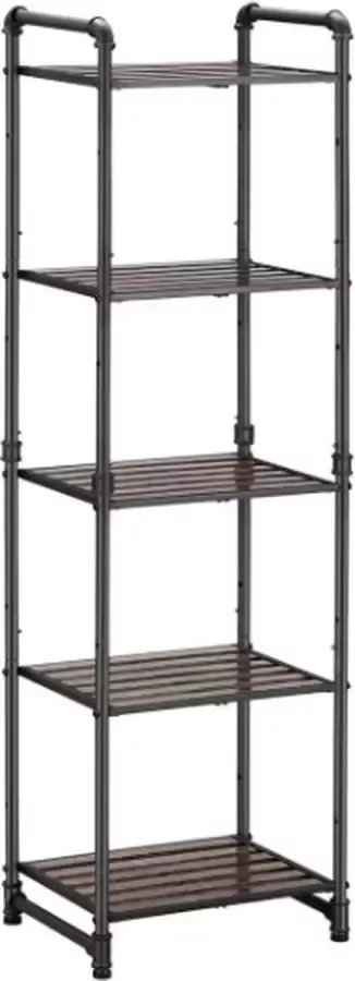 Hoppa! Magazijnstelling Opbergrek stellingkast werkplaatskast 40x30x130 (BxDxH) belastbaar tot 875 kg (175 kg per plank) 5 verstelbare legplanken metalen legplank zonder bouten zwaar rek kelderrek voor zwaar gebruik Zwart - Foto 2