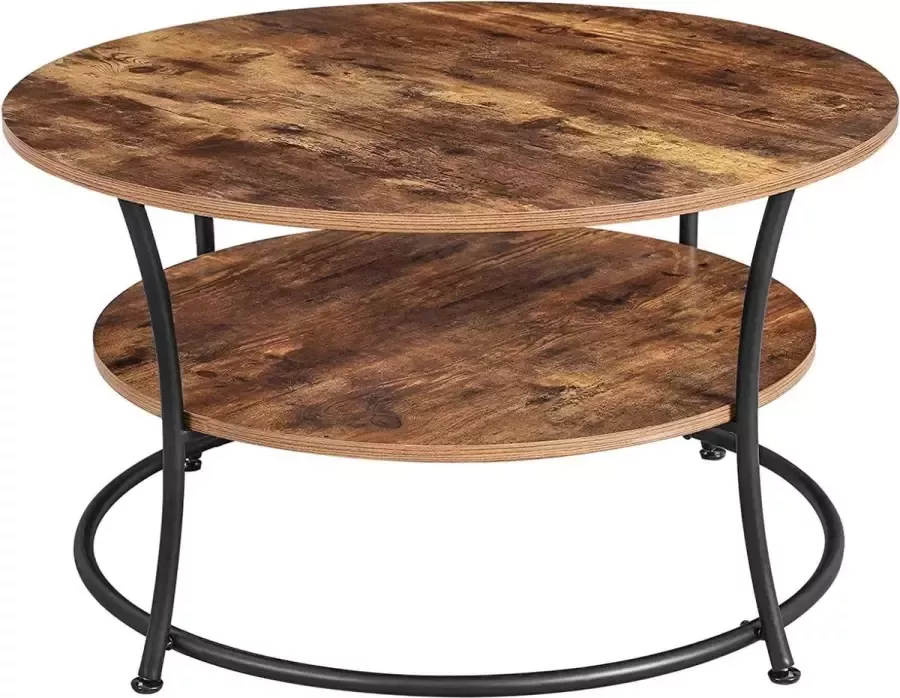 Hoppa! Ronde Salontafel Bruin Spaanplaat Metaal 80 x 45 cm