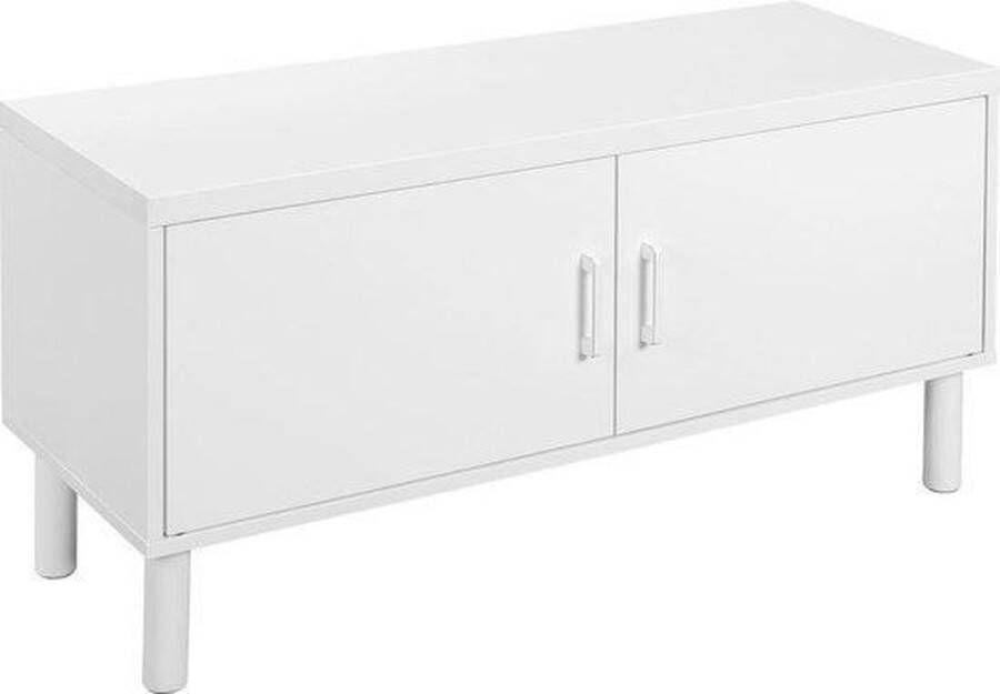 Hoppa! Schoenenkast Industrieel halkastje halbank Wit Hout Metaal 100x35x50 cm (BxDxH)