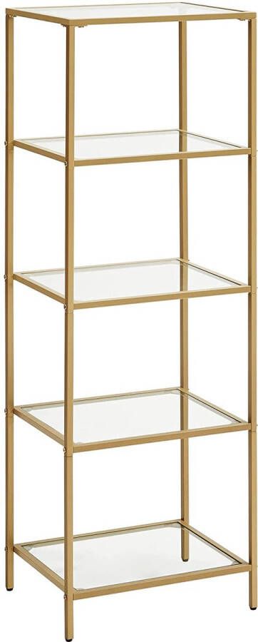 Hoppa! staande plank. boekenkast. badkamer plank. 5 niveaus. keuken plank. smalle. plank. badkamer plank. voor woonkamer. slaapkamer. studie. gehard glas. stalen frame. goudkleurig