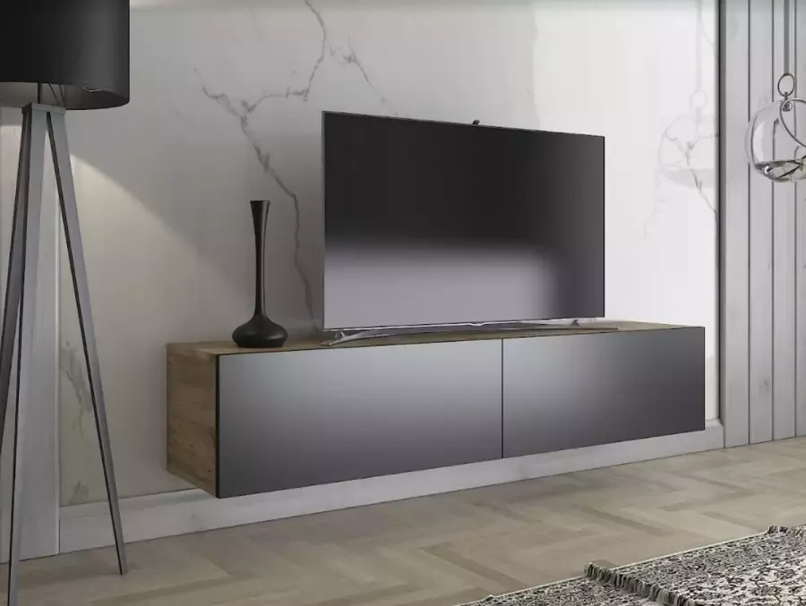 Hoppa! Toprak TV kast TV meubel 150 cm Atlantic Pine Black Black