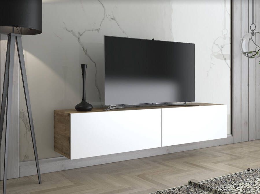 Hoppa! Toprak TV kast TV meubel 150 cm Atlantic Pine White Black