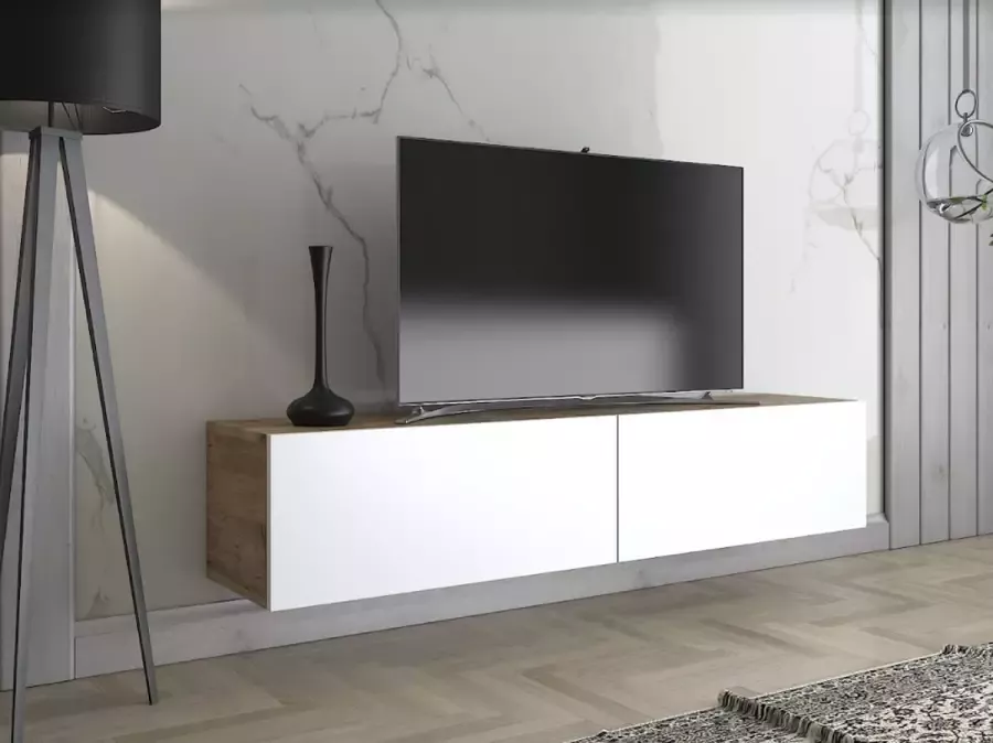 Hoppa! Toprak TV kast TV meubel 150 cm Atlantic Pine White Black