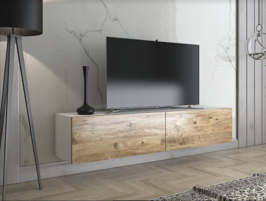 Hoppa! Toprak TV kast TV meubel 150 cm White Atlantic Pine Black