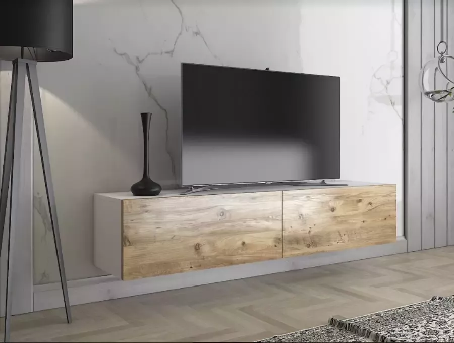 Hoppa! Toprak TV kast TV meubel 150 cm White Atlantic Pine Black