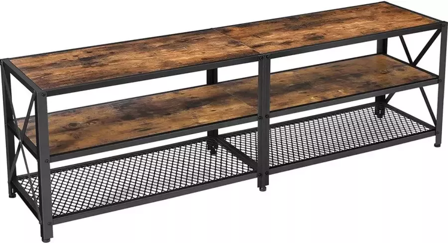 Hoppa! TV-kast TV-tafel lowboard voor TV tot 60 inch TV-kast met rekken Zwart Hout 140 x 39.2 x 50cm