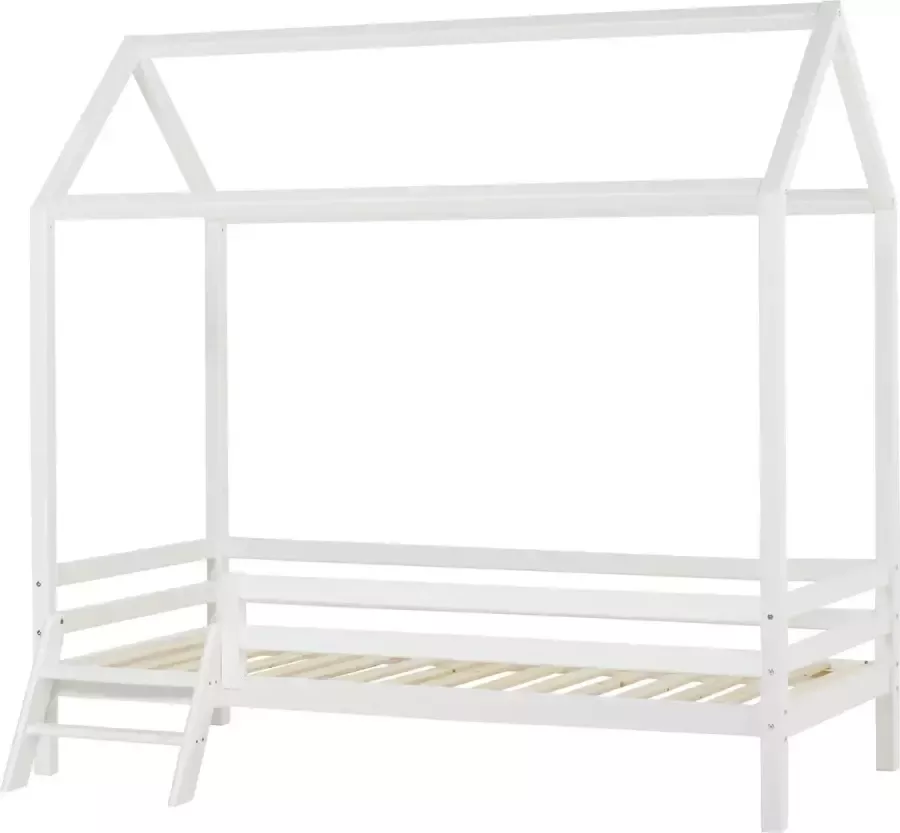 Hoppekids ECO Dream Huisbed met ladder 90x200 cm Wit
