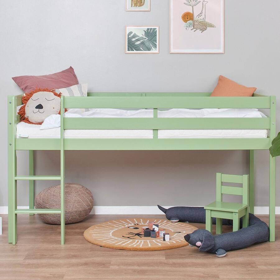 Hoppekids ECO Comfort halfhoogslaper 90x200 cm met lattenbodem Bleekgroen - Foto 5