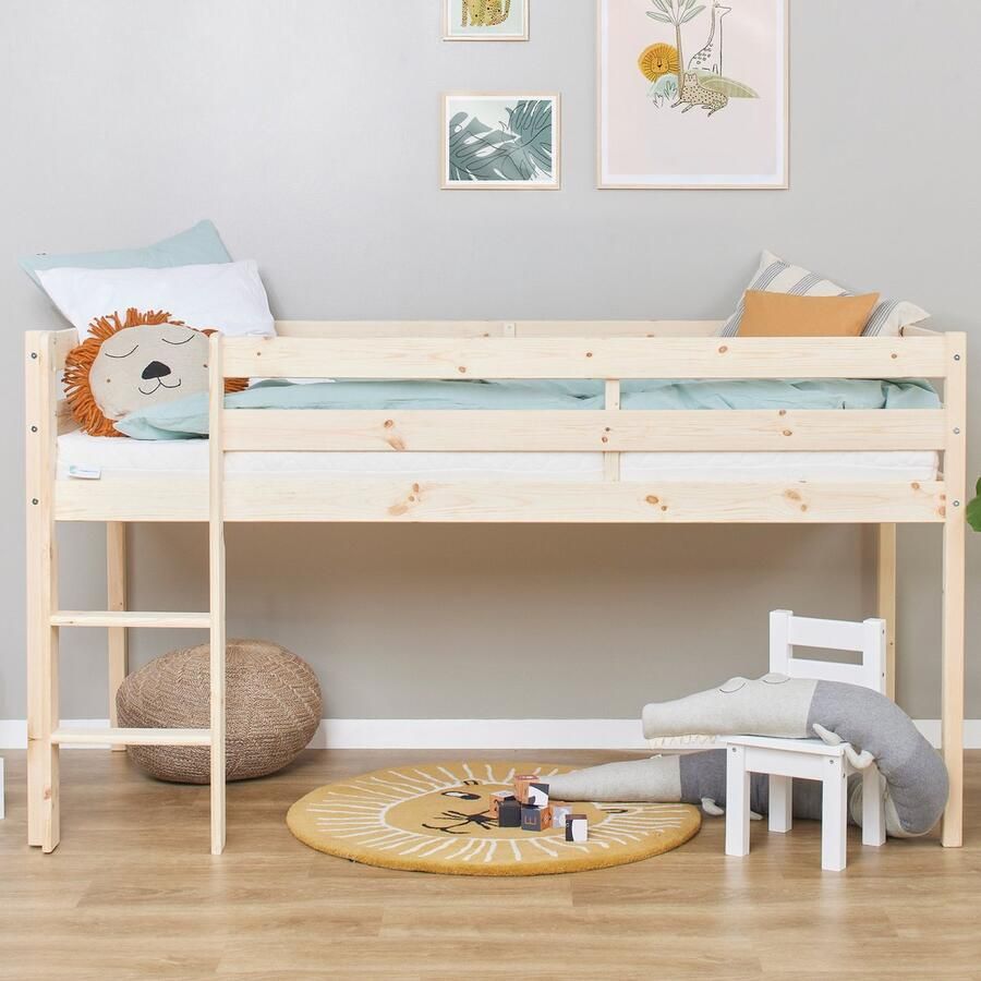 Hoppekids ECO Comfort halfhoogslaper 90x200 cm met lattenbodem natuurlijk hout - Foto 4