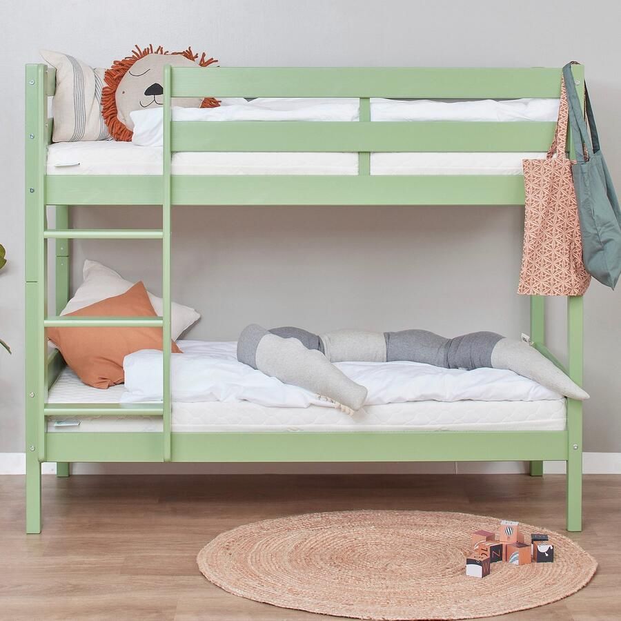Hoppekids ECO Comfort stapelbed 70x160 cm met lattenbodem bleekgroen ECO-gecertificeerd FSC-hout Massief Grenenhout Lak op Waterbasis Gemaakt in de EU 10 jaar Fabrieksgarantie - Foto 4