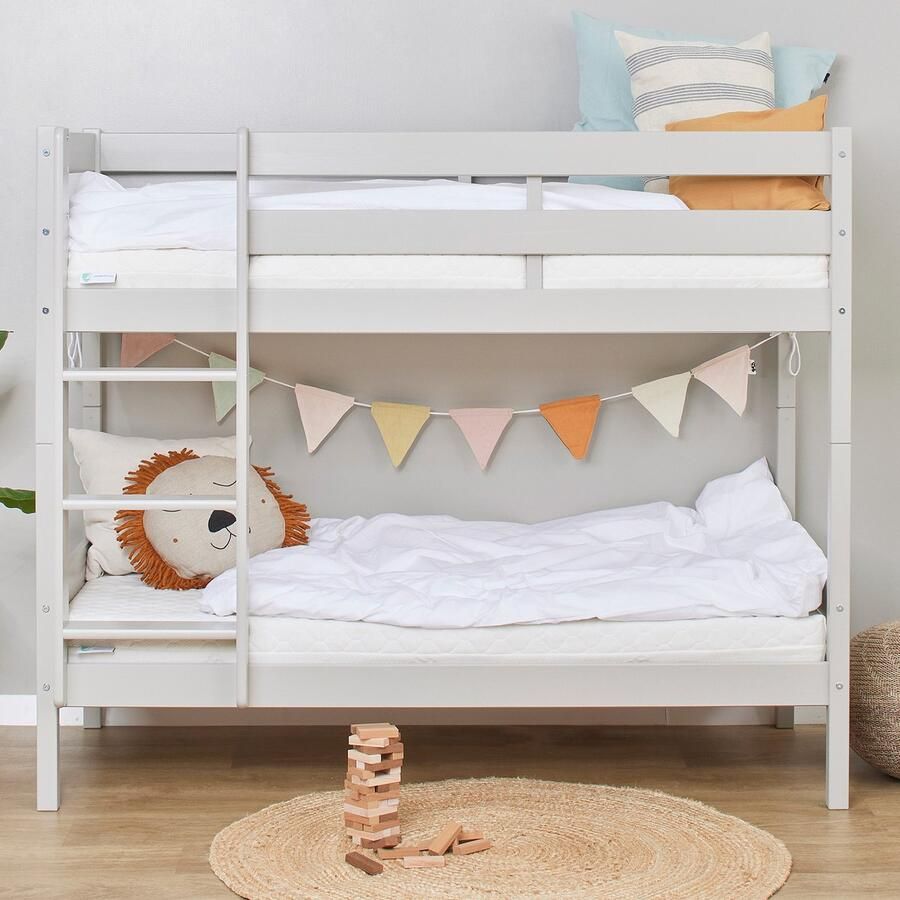 Hoppekids ECO Comfort stapelbed 70x160 cm met lattenbodem Duif Grijs ECO-gecertificeerd FSC-hout Massief Grenenhout Lak op Waterbasis Gemaakt in de EU 10 jaar Fabrieksgarantie - Foto 4