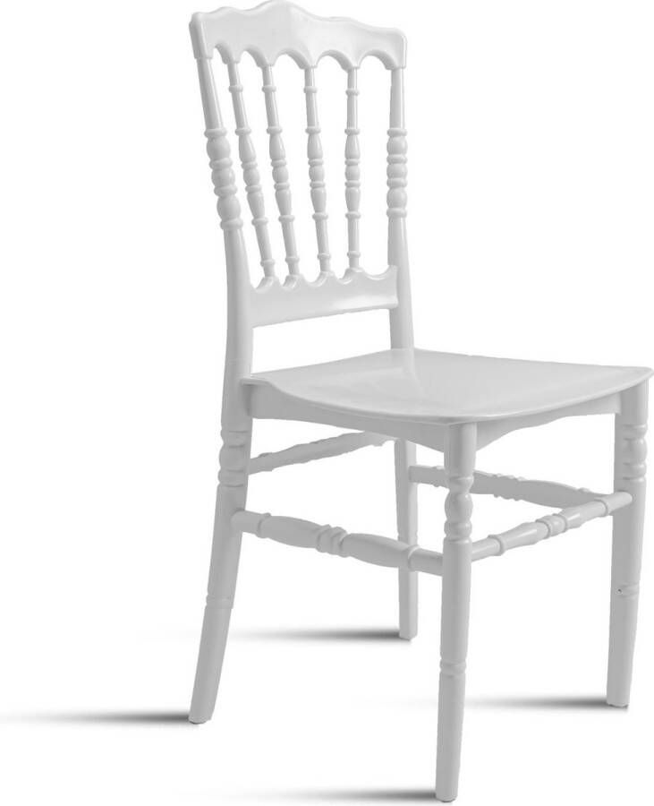 Horeca Markt Horecamarkt Napoleon Evenement Stoelen Set van 12 Wit Stapelstoelen kunststof Stapelbaar