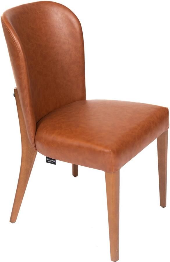 Horeca Markt Alberto Eetkamerstoel set van 2 – Cognac PU Leer – Houten Poten – Restaurant of huis