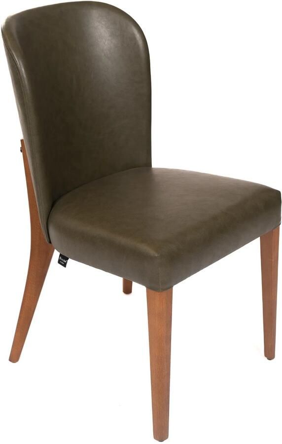 Horeca Markt Alberto Eetkamerstoel set van 2 – Groen PU Leer – Houten Poten – Restaurant of huis