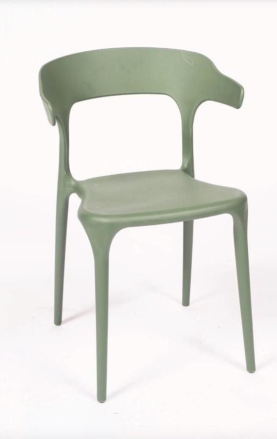 Horeca Markt Luna Eetkamerstoel Set van 4 Kunststof Promotie Binnen Buiten Modern Groen Tuinstoel Terrasstoel Stapelbaar
