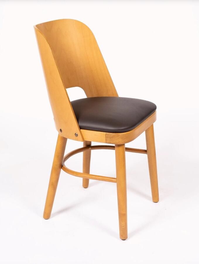 Horeca Markt Scandinavische Houten Eetkamerstoelen Set van 4 Stoel Budapest Honingkleurig -Bruin PU kunstleder zit