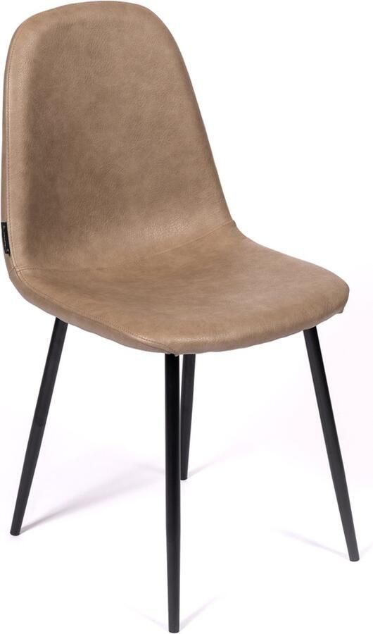 Horeca Markt Set van 4 Eetkamer Stoelen Stoel Marina Kunstleder Beige- Promoties zwarte metalen poten Kunstleer PU kuipstoelen