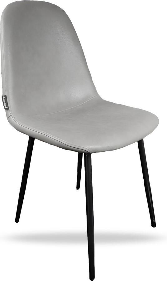 Horeca Markt Set van 4 Eetkamer Stoelen Stoel Marina Kunstleder Grijs Promoties zwarte metalen poten Kunstleer PU kuipstoelen - Foto 2