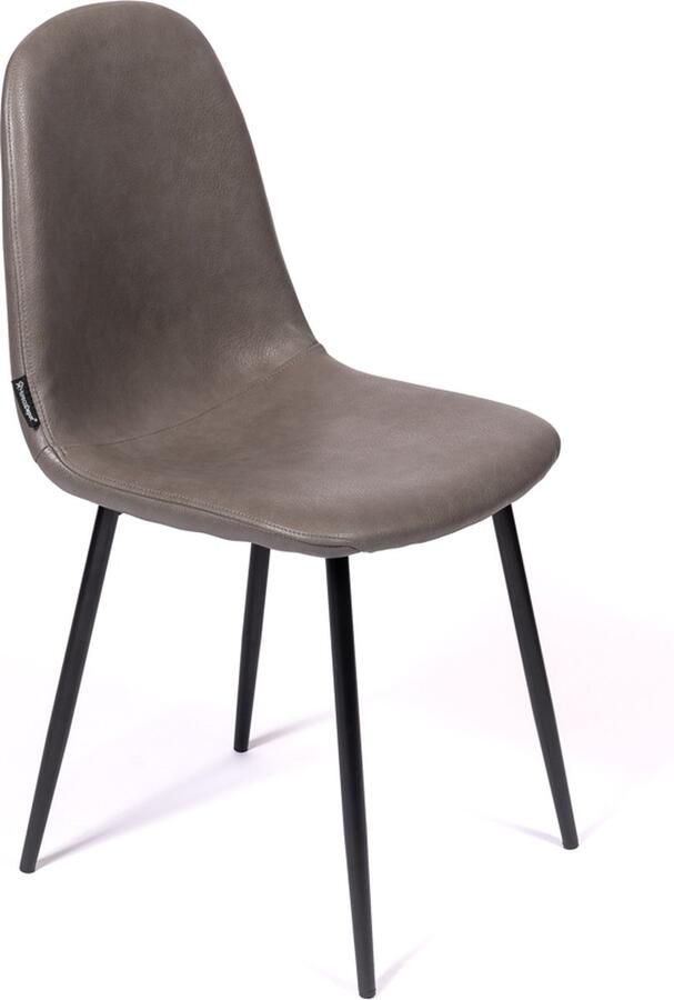 Horeca Markt Set van 4 Eetkamer Stoelen Stoel Marina Kunstleder Grijs Promoties zwarte metalen poten Kunstleer PU kuipstoelen