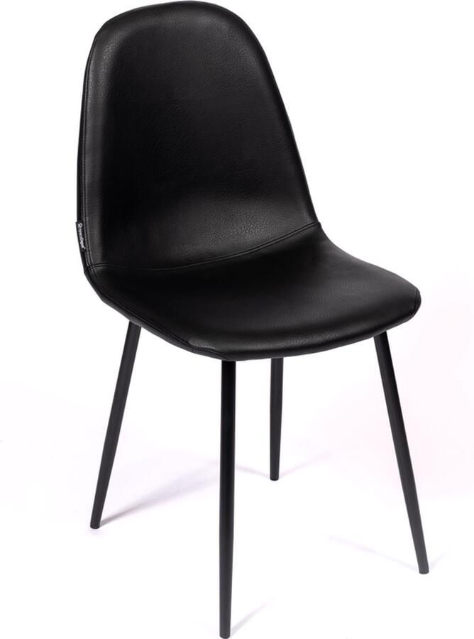 Horeca Markt Set van 4 Eetkamer Stoelen Stoel Marina Kunstleder Zwart- Promoties zwarte metalen poten Kunstleer PU kuipstoelen