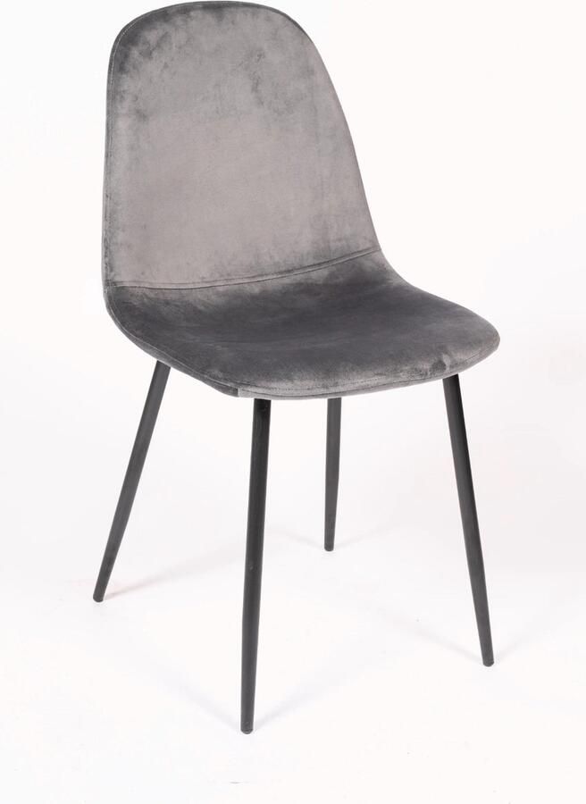 Horeca Markt Set van 4 Eetkamer Stoelen Stoel Marina Velvet Grijs Promoties zwarte metalen poten