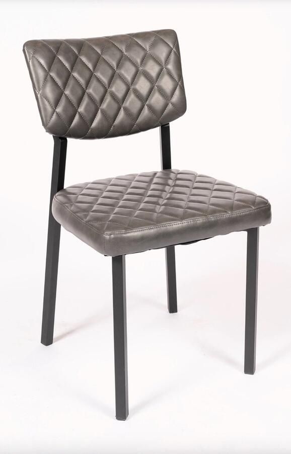 Horeca Markt Stevige Stoel Luca Set van 2 eetkamerstoelen Pu Leer Antraciet grijs