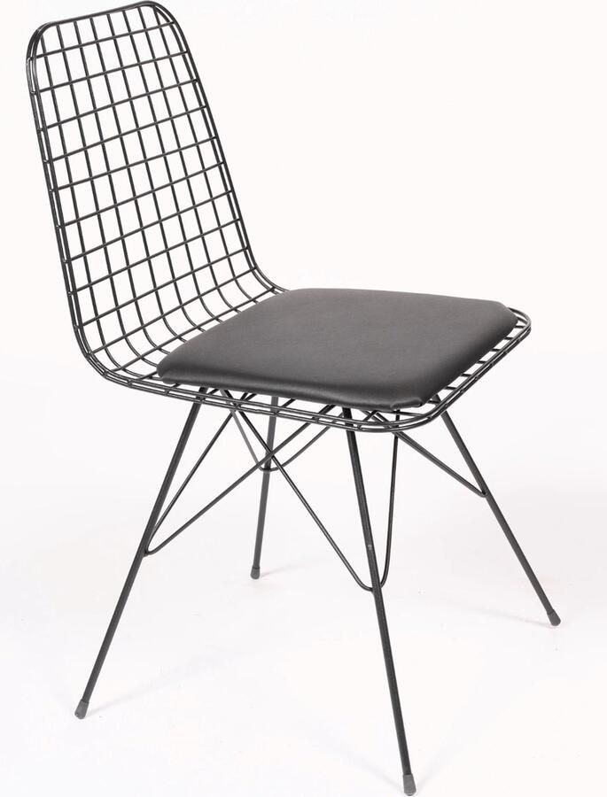 Horeca Markt Zwarte Draad Eetkamerstoelen Set van 4 Stoelen Metalen frame kunslederen zit industrieel promotie