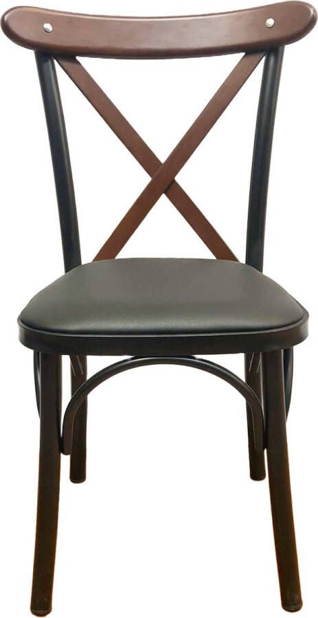 Horeca Markt Interieur Bistro-Café Stoelen Set van 4 Stoel Tonet Eetkamerstoelen Metalen frame Zwarte PU zit Stevig - Foto 2