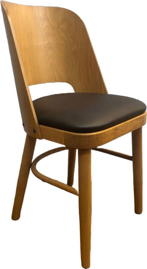 Horeca Markt Scandinavische Houten Eetkamerstoelen Set van 4 Stoel Budapest Honingkleurig -Bruin PU kunstleder zit - Foto 2