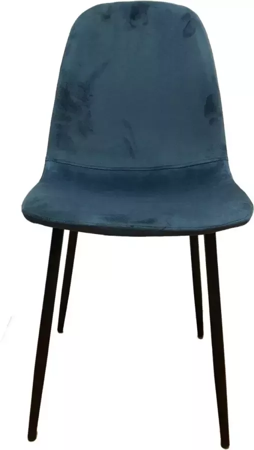 Horeca Markt Set van 4 Eetkamer Stoelen Stoel Marina Velvet Blauw