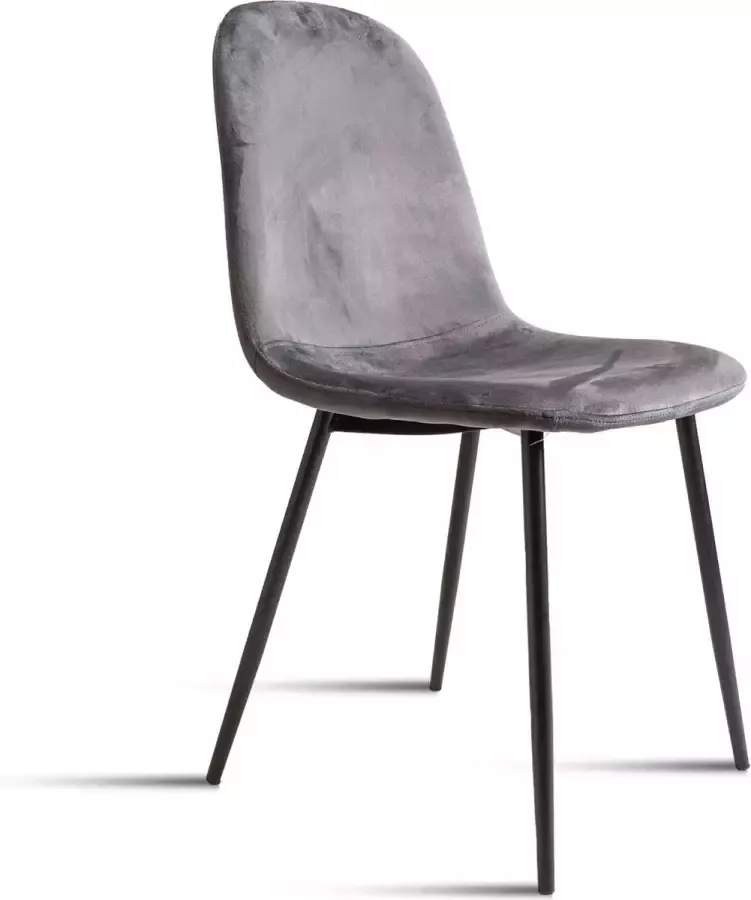 Horeca Markt Set van 4 Eetkamer Stoelen Stoel Marina Velvet Grijs