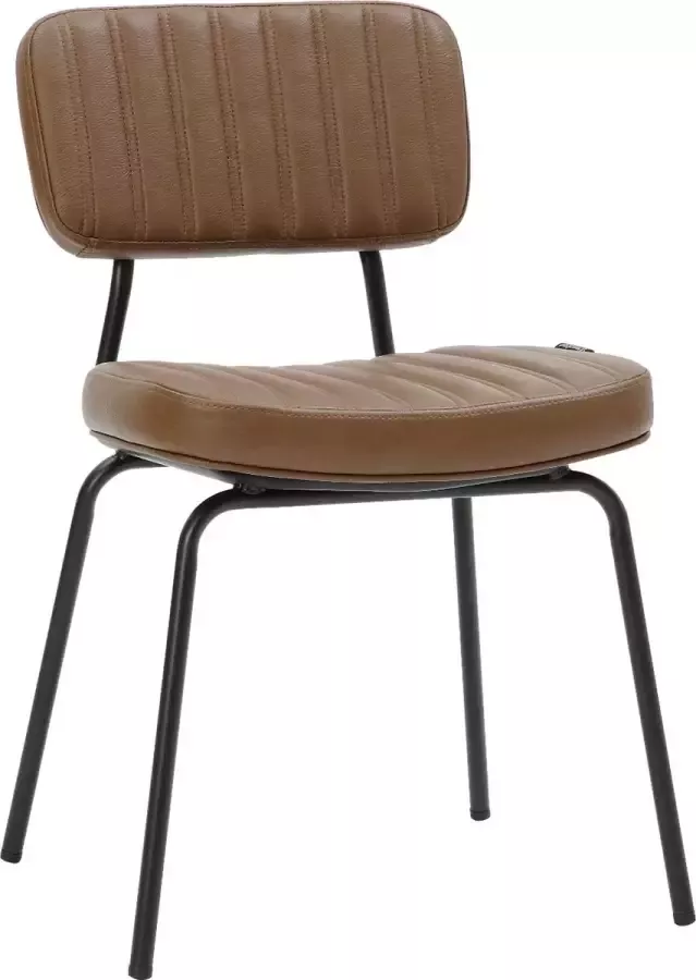 Horeca Markt Set van 4 Eetkamer Stoelen Stoel Milano PU Leer Bruin