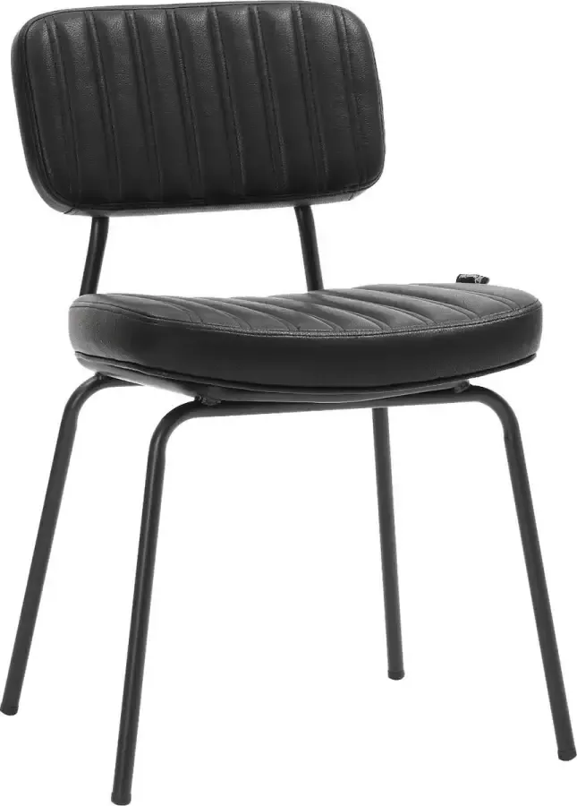 Horeca Markt Set van 4 Eetkamer Stoelen Stoel Milano PU Leer Zwart