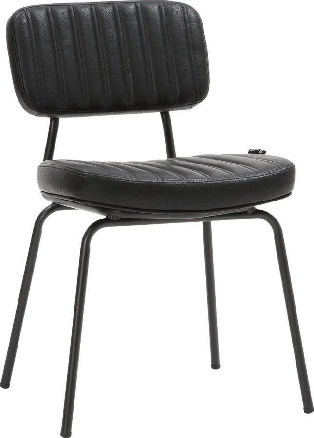 Horeca Markt Set van 4 Eetkamer Stoelen Stoel Milano PU Leer Zwart