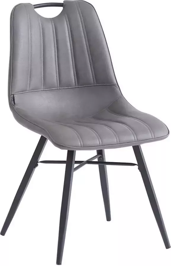 Horeca Markt Set van 4 Eetkamer Stoelen Stoel Moreno -Pu Leer Lichtgrijs