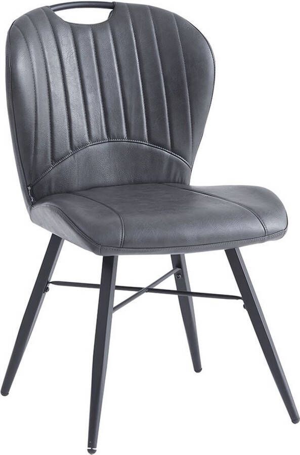 Horeca Markt Set van 4 Eetkamer Stoelen Stoel Roberto -Pu Leer Antraciet