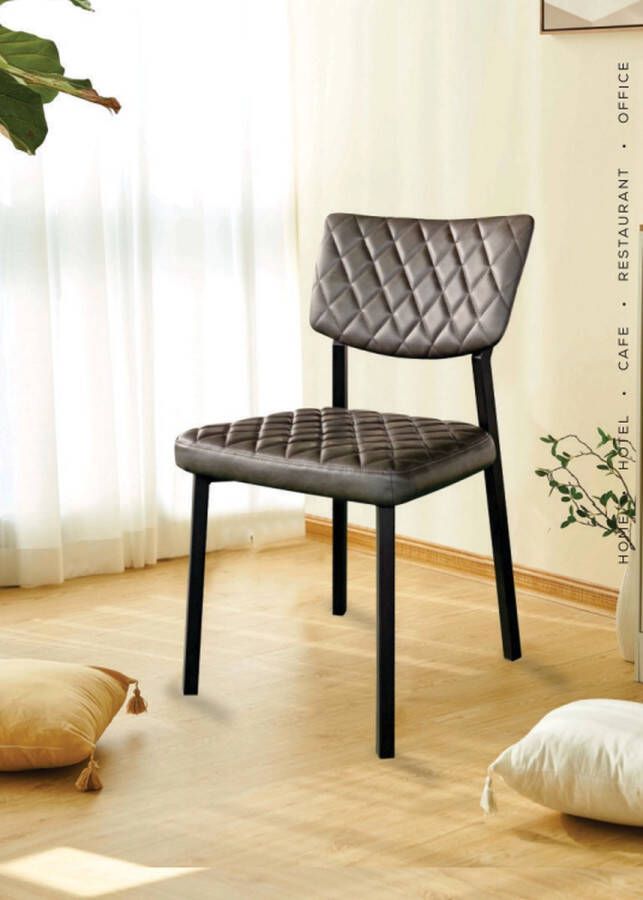 Horeca Markt Stevige Stoel Luca Set van 2 eetkamerstoelen Pu Leer Antraciet grijs - Foto 2