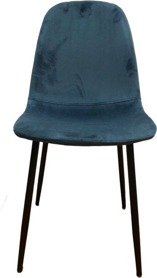 Horeca Markt Stoel Marina Set van 4 Eetkamer Stoelen Velvet Blauw