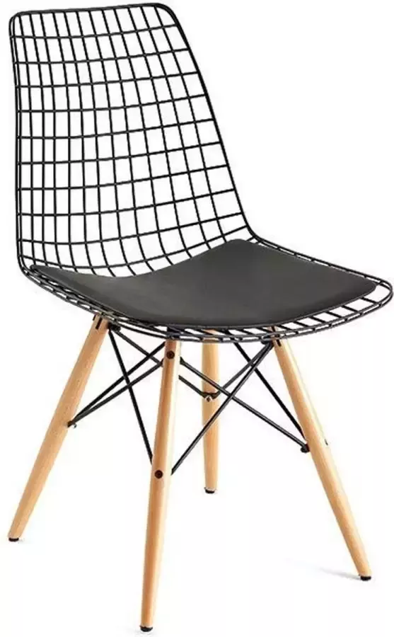 HorecaMrkt Draad Stoel- Houten Poot- Set van 2- Zwart