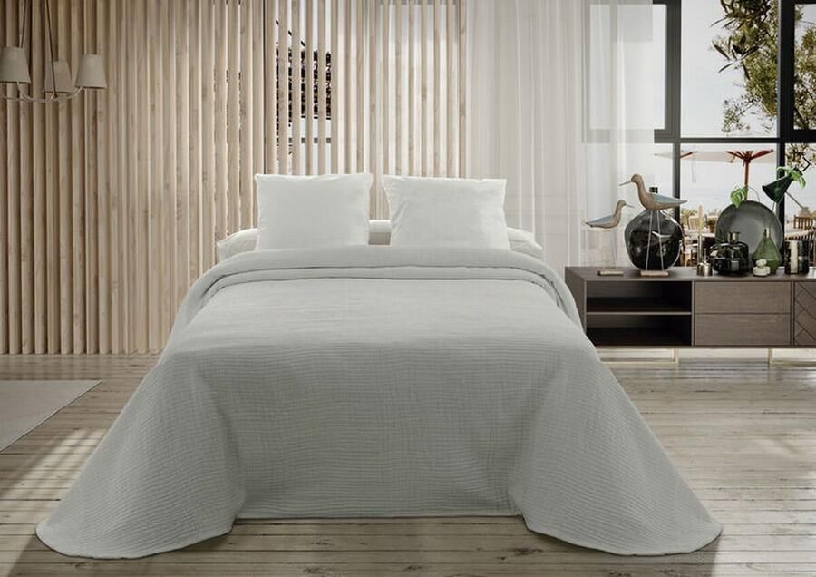 Hosteline Sprei PALMA Parelgrijs Bed van 105