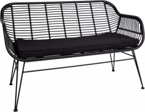 House Collection Rotan 2-zitsbank Met Zitkussen Ester Zwart