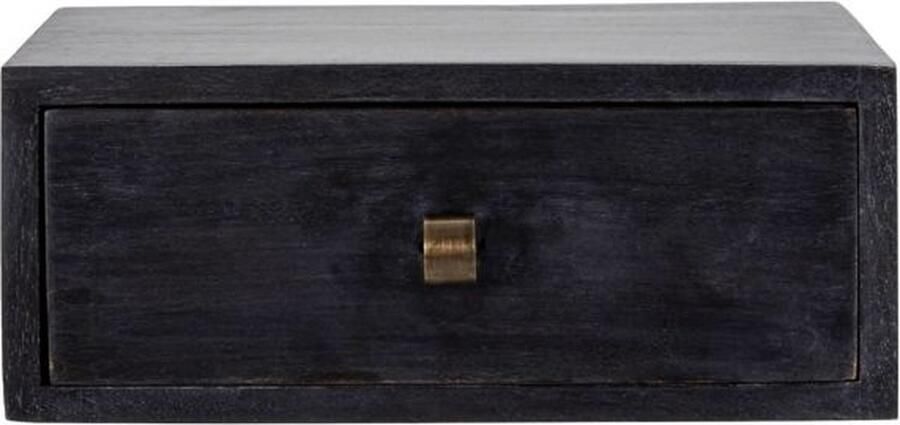 House Doctor wandkastje Bedsi zwart met lade mangohout 35x25x14cm