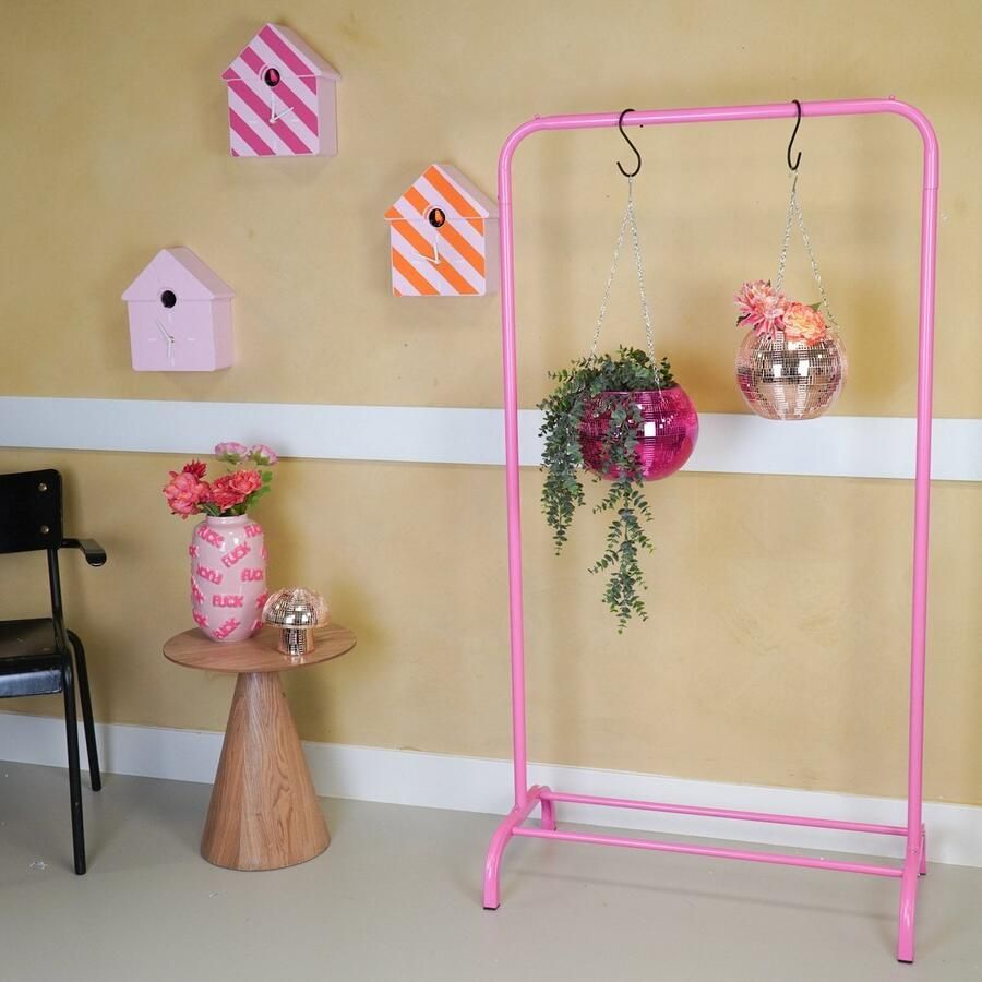 House Roze Metalen Opbergrek Pink Kledingrek Metaal Design