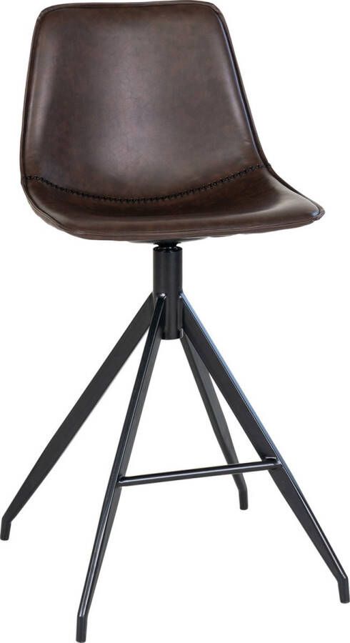 House Nordic Barstoel Zonder Armleuning Bruin Kunstleer Zithoogte 65cm Set van 2