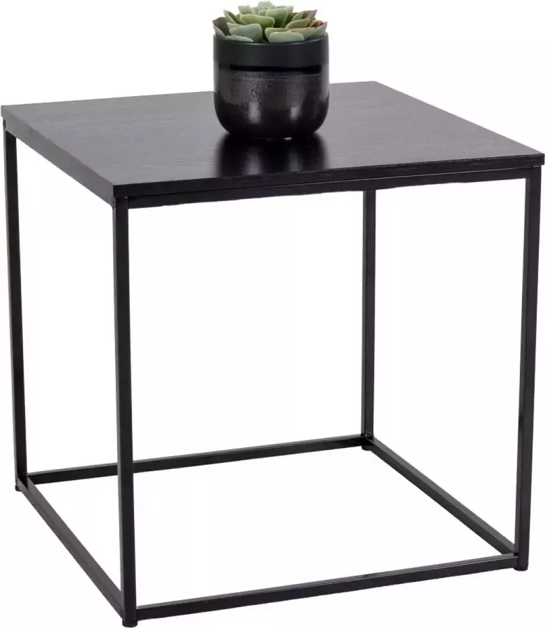 House Nordic Vita Sidetable Bijzettafel met zwart frame en zwart blad 45x45x45 cm - Foto 4