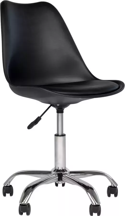 House Nordic Stavanger Bureaustoel Vegan Leer Zwart met Chrome Onderstel - Foto 2