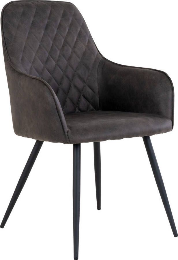 House Nordic Eetkamerstoel Donkergrijs Stof Zithoogte 47cm 65x57x87cm Set van 2