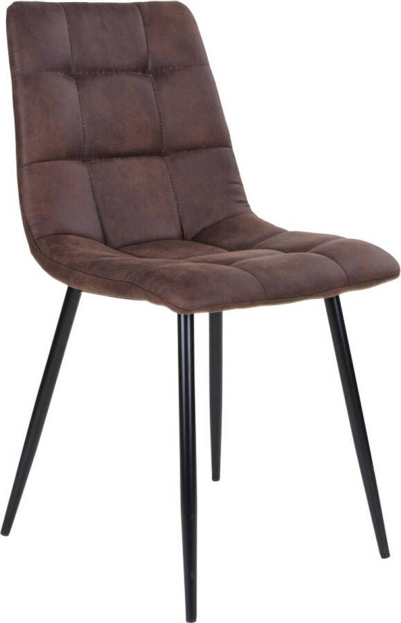 House Nordic Eetkamerstoel Stof Donkerbruin Zithoogte 50cm 55x44x86cm Set van 2